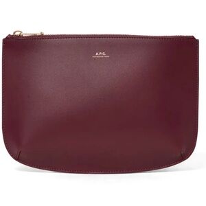 A.P.C APC Pochette Sarah Burgundy Leather Pouch